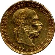 Austria 10 Corona Franz Joseph I patterns 1896 MDCCCXCVI KM# 2805 FRANC·IOS·I·D·G·IMP·AVSTR·REX·BOH·GAL·ILL·ETC·ET·AP·REX·HVNG coin obverse Austria 10 Corona Franz Joseph I patterns 1896 MDCCCXCVI KM# 2805 FRANC·IOS·I·D·G·IMP·AVSTR·REX·BOH·GAL·ILL·ETC·ET·AP·REX·HVNG coin obverse