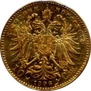 Austria 10 Corona Franz Joseph I patterns 1896 MDCCCXCVI KM# 2805 X CORONAE MDCCCXCVI 10 1892 COR. coin reverse Austria 10 Corona Franz Joseph I patterns 1896 MDCCCXCVI KM# 2805 X CORONAE MDCCCXCVI 10 1892 COR. coin reverse