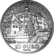 Austria 10 Euro Ambras Palace 2002 KM# 3096 REPUBLIK ÖSTERREICH SCHLOSS AMBRAS 10 EURO 2002 coin obverse