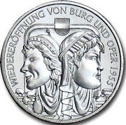 Austria 10 Euro Reopening of the Burg Theater and Opera 2005 KM# 3125 WIEDERERÖFFNUNG VON BURG UND OPER 1955 coin reverse Austria 10 Euro Reopening of the Burg Theater and Opera 2005 KM# 3125 WIEDERERÖFFNUNG VON BURG UND OPER 1955 coin reverse