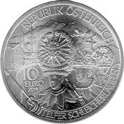 Austria 10 Euro (Austrian States - Tyrol) KM# 3235a REPUBLIK ÖSTERREICH 10 EURO 2014 TELFER SCHLEICHERLAUFEN coin obverse Austria 10 Euro (Austrian States - Tyrol) KM# 3235a REPUBLIK ÖSTERREICH 10 EURO 2014 TELFER SCHLEICHERLAUFEN coin obverse