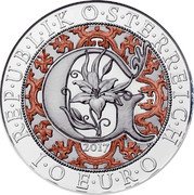 Austria 10 Euro (Gabriel - The Protecting Angel) KM# 3268a R·E·P·U·B·L·I·K Ö·S·T·R·R·E·I·C·H 1·0 E·U·R·O 2017 G coin obverse