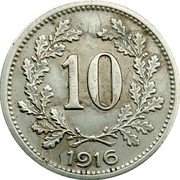 Austria 10 Heller Karl I 1916 KM# 2825 10 1916 coin reverse Austria 10 Heller Karl I 1916 KM# 2825 10 1916 coin reverse