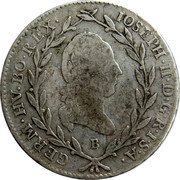 Austria 10 Kreuzer Joseph II 1785 B KM# 2065 IOSEPH II D G R I S A GERM HV BO REX coin obverse Austria 10 Kreuzer Joseph II 1785 B KM# 2065 IOSEPH II D G R I S A GERM HV BO REX coin obverse