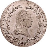 Austria 10 Kreuzer Franz II 1794 B KM# 2130 FRANC II D G R I S A GERM HV BO REX coin obverse Austria 10 Kreuzer Franz II 1794 B KM# 2130 FRANC II D G R I S A GERM HV BO REX coin obverse