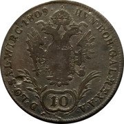Austria 10 Kreuzer (Franz I) KM# 2131 HVN. BOH. GAL. REX. A. A. D. LO. SAL. WIRC. coin reverse Austria 10 Kreuzer (Franz I) KM# 2131 HVN. BOH. GAL. REX. A. A. D. LO. SAL. WIRC. coin reverse