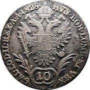 Austria 10 Kreuzer (Franz I) KM# 2134 HVN. BOH.LOMB.ET VEN.GAL.LOD.IL.REX.A. A. coin reverse Austria 10 Kreuzer (Franz I) KM# 2134 HVN. BOH.LOMB.ET VEN.GAL.LOD.IL.REX.A. A. coin reverse