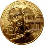 Austria 100 Euro Raphael Donner 2002 Proof KM# 3100 REPUBLIK ÖSTERREICH 100 EURO RAPHAEL DONNER 2002 coin obverse