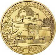 Austria 100 Euro Secession-Viennese Art Nouveau 2004 Proof KM# 3116 R.E.P.U.B.L.I.K Ö.S.T.E.R.R.E.I.C.H DER.ZEIT.IHRE.KUNST. DER.KUNST.IHRE.FREIHEIT. VER.--SACRUM 2004 1.0.0 E.U.R.O coin obverse