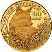Austria 100 Euro Wildlife in our sights - Fox 2016 Proof KM# 3259 100 EURO 2016 REPUBLIK ÖSTERREICH coin obverse Austria 100 Euro Wildlife in our sights - Fox 2016 Proof KM# 3259 100 EURO 2016 REPUBLIK ÖSTERREICH coin obverse