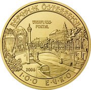 Austria 100 Euro Vienna's River Gate 2006 Proof KM# 3136 R.E.P.U.B.L.I.K Ö.S.T.E.R.R.E.I.C.H WIENFLUSS- PORTAL 2006 1.0.0 E.U.R.O coin obverse