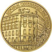 Austria 100 Euro Viennese Art Nouveau - Wienzeile 2007 Proof KM# 3155 R·E·P·U·B·L·I·K Ö·S·T·E·R·R·E·I·C·H ⋮ 1·0·0 E·U·R·O HAUS LINKE WIENZEILE NR.38 2007 coin obverse