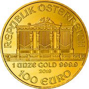 Austria 100 Euro Vienna Philharmonic 2019 KM# 3095 WIENER PHILHARMONIKER coin reverse Austria 100 Euro Vienna Philharmonic 2019 KM# 3095 WIENER PHILHARMONIKER coin reverse