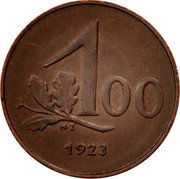 Austria 100 Kronen Eagle 1923 KM# 2832 100 H-Z 1924 coin reverse