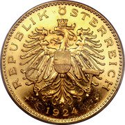 Austria 100 Kronen Imperial Eagle 1924 KM# 2831 REPUBLIK ÖSTERREICH 1924 coin obverse Austria 100 Kronen Imperial Eagle 1924 KM# 2831 REPUBLIK ÖSTERREICH 1924 coin obverse