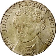 Austria 100 Schilling 175th Birthday of singer Johann Nestroy 1976 KM# 2932 JOHANN NESTROY 1801-1862 1976 coin reverse