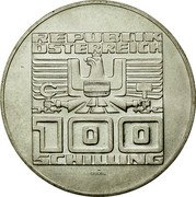 Austria 100 Schilling 50th Anniversary - Schilling 1975 KM# 2925 REPUBLIK ÖSTERREICH 100 SCHILLING coin obverse Austria 100 Schilling 50th Anniversary - Schilling 1975 KM# 2925 REPUBLIK ÖSTERREICH 100 SCHILLING coin obverse