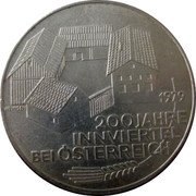 Austria 100 Schilling 200th Anniversary of Inn District 1979 KM# 2943 1979 200 JAHRE INNVIERTEL BEI ÖSTERREICH coin reverse Austria 100 Schilling 200th Anniversary of Inn District 1979 KM# 2943 1979 200 JAHRE INNVIERTEL BEI ÖSTERREICH coin reverse