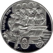 Austria 100 Schilling Archduke Franz Ferdinand and Sophie 1999 Proof KM# 3059 SARAJEVO 1914 coin reverse