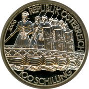 Austria 100 Schilling Marcus Aurelius 2000 Proof KM# 3069 REPUBLIK ÖSTERREICH 100 SCHILLING coin obverse