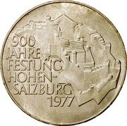 Austria 100 Schilling 900 Years Fortress Hohensalzburg 1977 Special Unc KM# 2935 900 JAHRE FESTUNG HOHEN- SALZBURG 1977 coin reverse