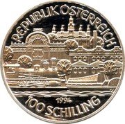 Austria 100 Schilling Kaiser Franz Joseph I 1994 Proof KM# 3019 REPUBLIK OESTERREICH 100 SCHILLING coin obverse Austria 100 Schilling Kaiser Franz Joseph I 1994 Proof KM# 3019 REPUBLIK OESTERREICH 100 SCHILLING coin obverse