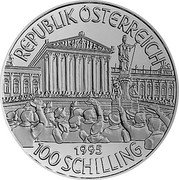 Austria 100 Schilling Millennium Series 996-1996 First Republic 1995 Proof KM# 3034 REPUBLIK ÖSTERREICH 1995 100 SCHILLING coin obverse