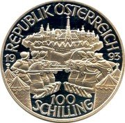 Austria 100 Schilling Kaiser Leopold I 1993 Proof KM# 3009 REPUBLIK OESTERREICH 1993 100 SCHILLING coin obverse Austria 100 Schilling Kaiser Leopold I 1993 Proof KM# 3009 REPUBLIK OESTERREICH 1993 100 SCHILLING coin obverse