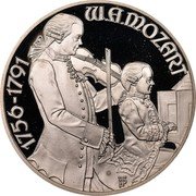 Austria 100 Schilling Mozart - Salzburg 1991 Proof KM# 2996 1756-1791 W. A. MOZART coin reverse Austria 100 Schilling Mozart - Salzburg 1991 Proof KM# 2996 1756-1791 W. A. MOZART coin reverse