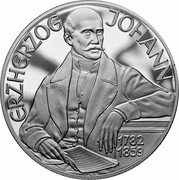 Austria 100 Schilling Erzherzog Johann 1994 Proof KM# 3020 REPUBLIK ÖSTERREICH 100 19 SCHILLING 94 coin reverse Austria 100 Schilling Erzherzog Johann 1994 Proof KM# 3020 REPUBLIK ÖSTERREICH 100 19 SCHILLING 94 coin reverse