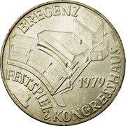 Austria 100 Schilling Festival and Congresshall Bregenz 1979 Proof KM# 2945 BREGENZ 1979 FESTSPIEL-U. KONGRESSHAUS coin reverse