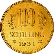 Austria 100 Schilling Imperial Eagle 1931 Prooflike KM# 2842 100 SCHILLING * 1927 * HARTIG coin reverse Austria 100 Schilling Imperial Eagle 1931 Prooflike KM# 2842 100 SCHILLING * 1927 * HARTIG coin reverse
