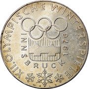 Austria 100 Schilling XII Olympic Wintergames Innsbruck 1976 Special Unc KM# 2926 XII.OLYMPISCHE WINTERSPIELE INNSBRUCK 1976 WELZ coin reverse Austria 100 Schilling XII Olympic Wintergames Innsbruck 1976 Special Unc KM# 2926 XII.OLYMPISCHE WINTERSPIELE INNSBRUCK 1976 WELZ coin reverse