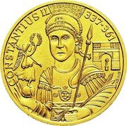 Austria 1000 Schilling Heidentor ancient gate and statue 2000 Proof KM# 3072 CONSTANTIUS II 337-361 H.WÄHNER coin reverse