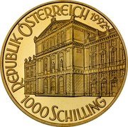 Austria 1000 Schilling 150th Anniversary - Vienna Philharmonic 1992 Proof KM# 3008 REPUBLIK ÖSTERREICH 1992 1000 SCHILLING coin obverse Austria 1000 Schilling 150th Anniversary - Vienna Philharmonic 1992 Proof KM# 3008 REPUBLIK ÖSTERREICH 1992 1000 SCHILLING coin obverse