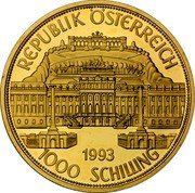 Austria 1000 Schilling Maria Theresa 1993 Proof KM# 3013 REPUBLIK ÖSTERREICH 1993 1000 SCHILLING coin obverse Austria 1000 Schilling Maria Theresa 1993 Proof KM# 3013 REPUBLIK ÖSTERREICH 1993 1000 SCHILLING coin obverse