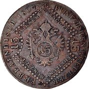 Austria 15 Kreuzer Franz I 1807 B KM# 2138 FUNFZEHEN KREUTZER ERBLAENDISCH · 1807 · WIENER ST· BANCO ZET· THEILUNG· MUNZ Z· 15· 15 15 15 coin reverse Austria 15 Kreuzer Franz I 1807 B KM# 2138 FUNFZEHEN KREUTZER ERBLAENDISCH · 1807 · WIENER ST· BANCO ZET· THEILUNG· MUNZ Z· 15· 15 15 15 coin reverse