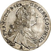 Austria 17 Kreuzer Maria Theresia 1765 A(1766)NB KM# 2027 FRANC D G R I S A GE IER R LO B M H D coin obverse Austria 17 Kreuzer Maria Theresia 1765 A(1766)NB KM# 2027 FRANC D G R I S A GE IER R LO B M H D coin obverse