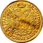 Austria 2 Ducat Charles VI 1715 KM# 1580 ARCHID AVST DVX BVRG ET STYRIÆ coin reverse Austria 2 Ducat Charles VI 1715 KM# 1580 ARCHID AVST DVX BVRG ET STYRIÆ coin reverse