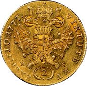 Austria 2 Ducat Joseph II 1777 E KM# 1869 VIRTUTE ET EXEMPLO coin reverse Austria 2 Ducat Joseph II 1777 E KM# 1869 VIRTUTE ET EXEMPLO coin reverse