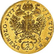Austria 2 Ducat Joseph II 1777 E H-G KM# 1860 VIRTUTE ET EXEMPLO coin reverse Austria 2 Ducat Joseph II 1777 E H-G KM# 1860 VIRTUTE ET EXEMPLO coin reverse