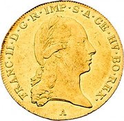 Austria 2 Ducat Franz II 1799 A KM# 1888 FRANC II D G R IMP S A GE HV BO REX coin obverse Austria 2 Ducat Franz II 1799 A KM# 1888 FRANC II D G R IMP S A GE HV BO REX coin obverse