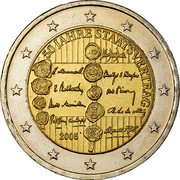 Austria 2 Euro 50th Anniversary of the State Treaty 2005 KM# 3124 50 JAHRE STAATSVERTRAG 2005 coin obverse Austria 2 Euro 50th Anniversary of the State Treaty 2005 KM# 3124 50 JAHRE STAATSVERTRAG 2005 coin obverse
