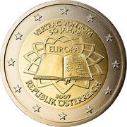 Austria 2 Euro 50th Anniversary - Treaty of Rome 2007 Proof KM# 3150 VERTRAG VON ROM 50 JAHRE 2007 REPUBLIK ÖSTERREICH coin obverse Austria 2 Euro 50th Anniversary - Treaty of Rome 2007 Proof KM# 3150 VERTRAG VON ROM 50 JAHRE 2007 REPUBLIK ÖSTERREICH coin obverse