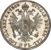 Austria 2 Florin Franz Joseph I 1869 A KM# 2232 HVNGAR.BOHEM.GAL. 2FL LOD.ILL.REX A.A.1870 coin reverse Austria 2 Florin Franz Joseph I 1869 A KM# 2232 HVNGAR.BOHEM.GAL. 2FL LOD.ILL.REX A.A.1870 coin reverse