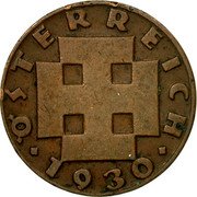 Austria 2 Groschen Cross 1930 KM# 2837 ÖSTERREICH · 1929 · coin obverse Austria 2 Groschen Cross 1930 KM# 2837 ÖSTERREICH · 1929 · coin obverse