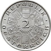 Austria 2 Schilling 700th Anniv. death poet W. v d Vogelweide 1930 KM# 2845 REPUBLIK OESTERREICH 2 SCHILLING coin obverse Austria 2 Schilling 700th Anniv. death poet W. v d Vogelweide 1930 KM# 2845 REPUBLIK OESTERREICH 2 SCHILLING coin obverse
