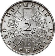 Austria 2 Schilling Death of Ignaz Seipel 1933 KM# 2849 REPUBLIK OESTERREICH 2 SCHILLING coin obverse Austria 2 Schilling Death of Ignaz Seipel 1933 KM# 2849 REPUBLIK OESTERREICH 2 SCHILLING coin obverse
