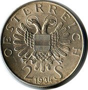 Austria 2 Schilling Death of Dr. Engelbert Dollfuss 1934 KM# 2852 OESTERREICH 2 S 1934 coin obverse Austria 2 Schilling Death of Dr. Engelbert Dollfuss 1934 KM# 2852 OESTERREICH 2 S 1934 coin obverse