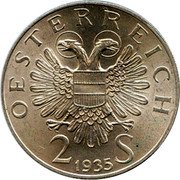 Austria 2 Schilling 25th Anniversary death of Dr. Karl Lueger 1935 KM# 2855 OESTERREICH 2 1935 S coin obverse Austria 2 Schilling 25th Anniversary death of Dr. Karl Lueger 1935 KM# 2855 OESTERREICH 2 1935 S coin obverse